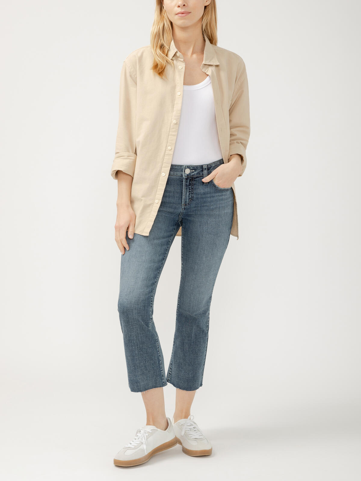 Elyse Mid Rise Kick Flare Luxe Stretch Jeans image number 0