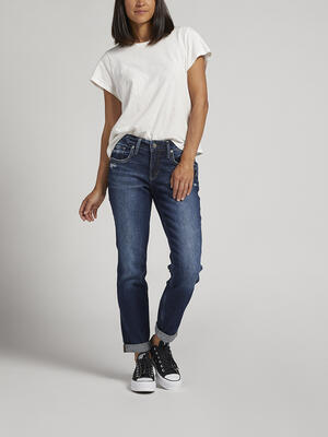 Boyfriend Mid Rise Slim Leg Jeans