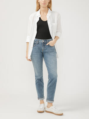 Boyfriend Mid Rise Slim Leg Jeans