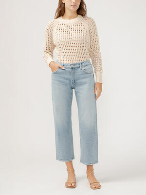 Mid Rise Relaxed Straight Leg Ankle Jeans