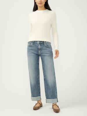 Relaxed Mid Rise Straight Leg Ankle Jeans