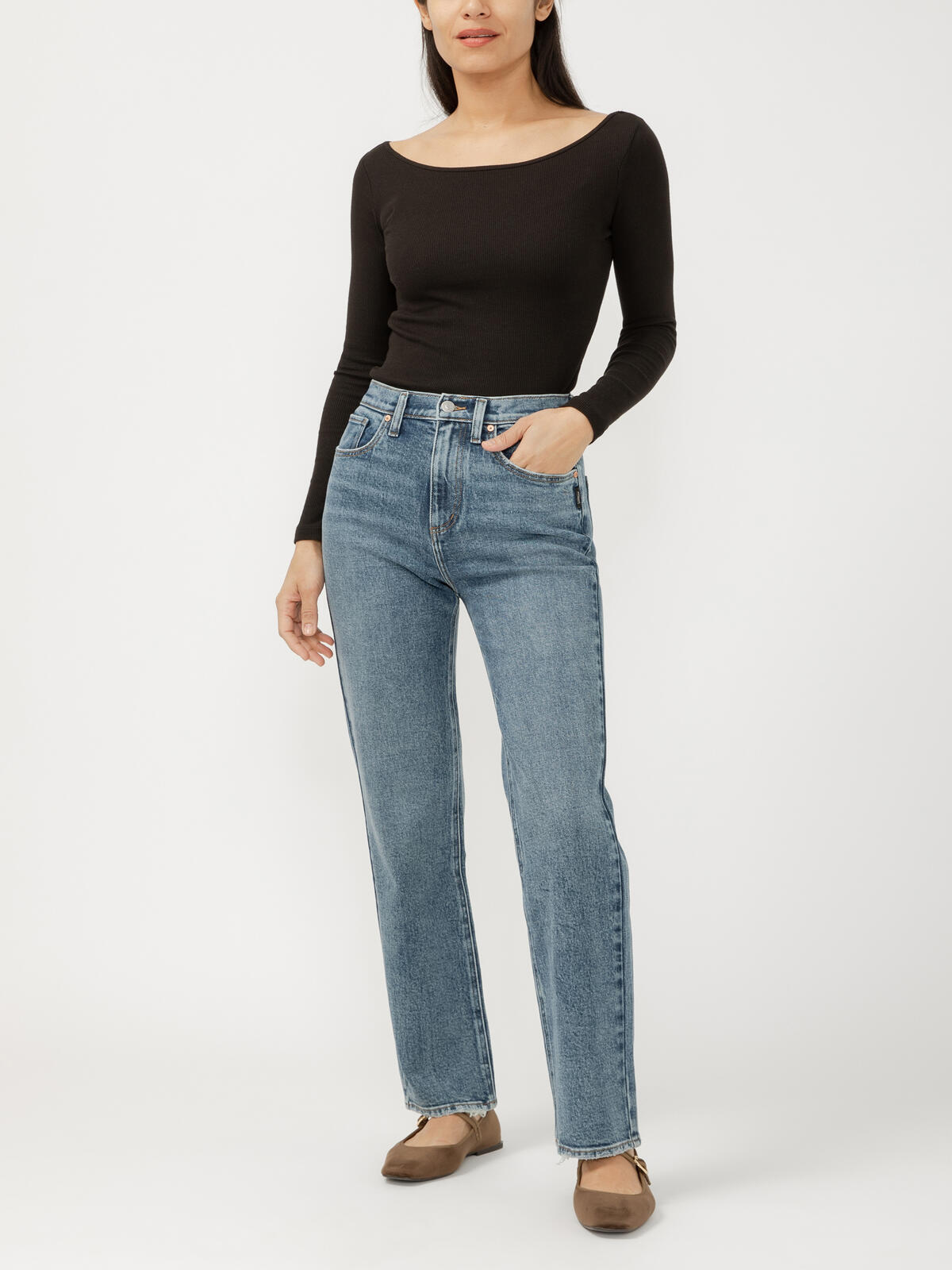 Highly Desirable High Rise Straight Leg Jeans image number 0