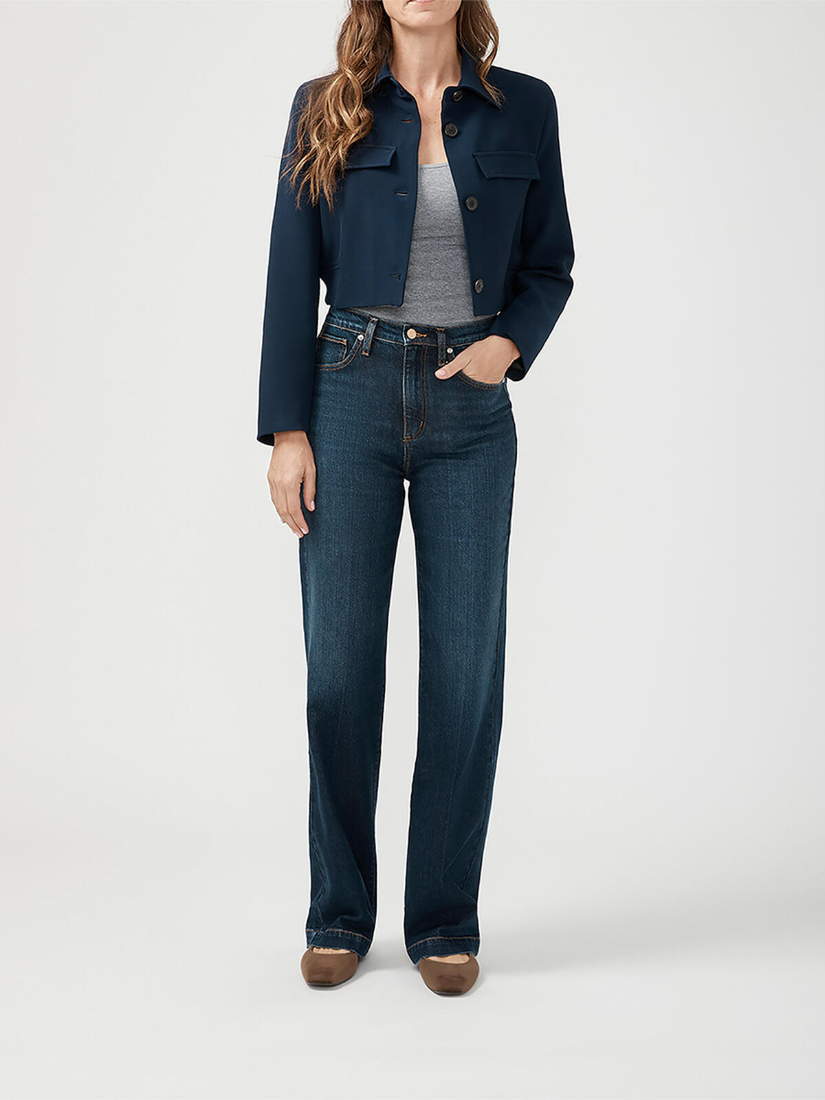 Highly Desirable High Rise Trouser Leg Jeans image number 0