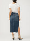 Side Slit Denim Midi Skirt image number 1