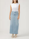 Side Slit Denim Maxi Skirt image number 0