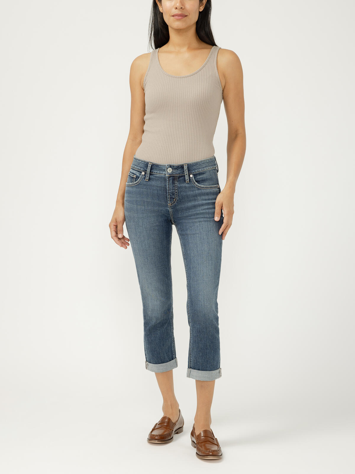 Elyse Mid Rise Luxe Stretch Capri image number 0