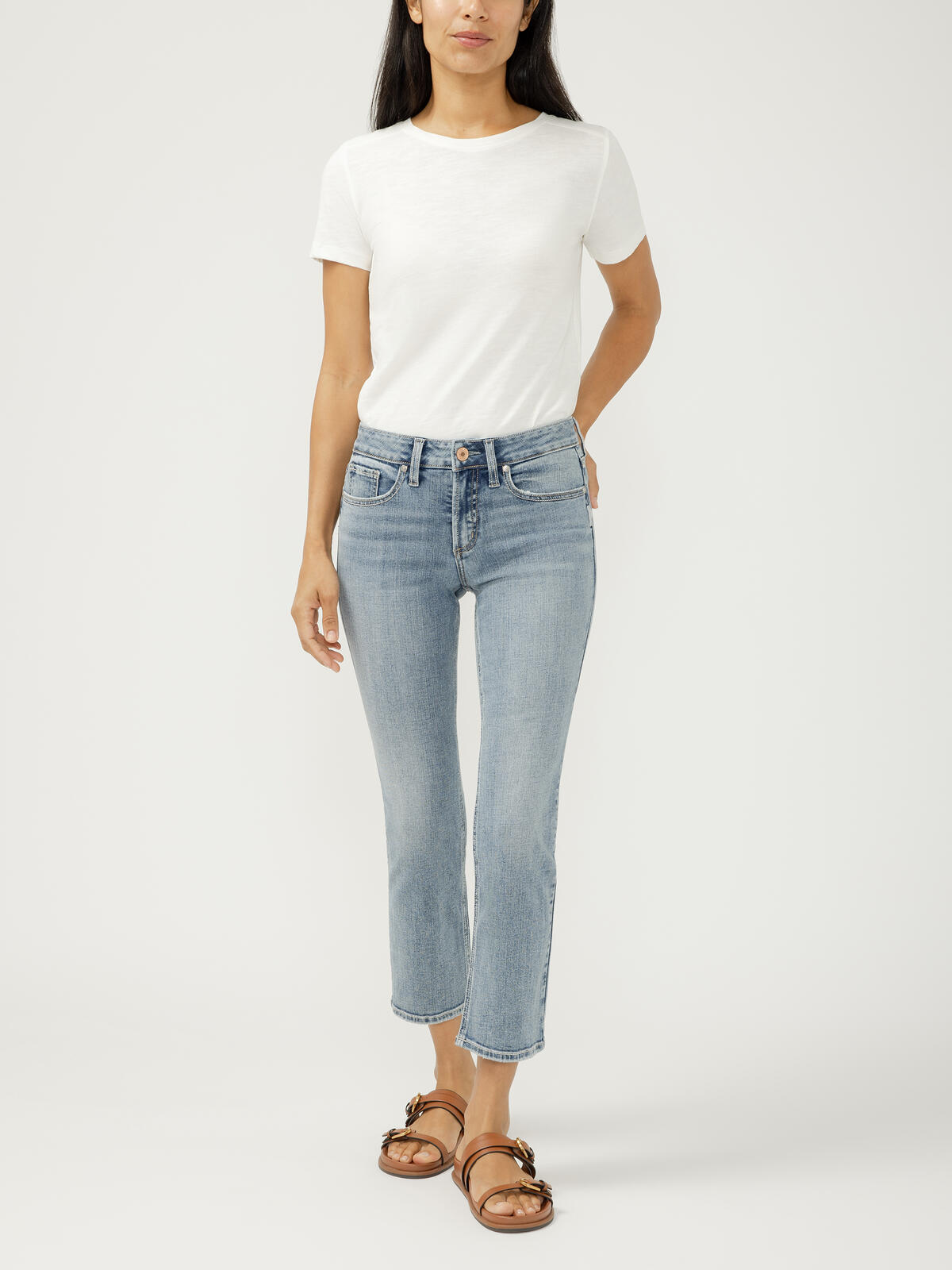 Suki Mid Rise Cropped Straight Leg Jeans image number 0