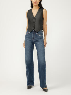 Highly Desirable High Rise Studded Trouser Leg Jeans