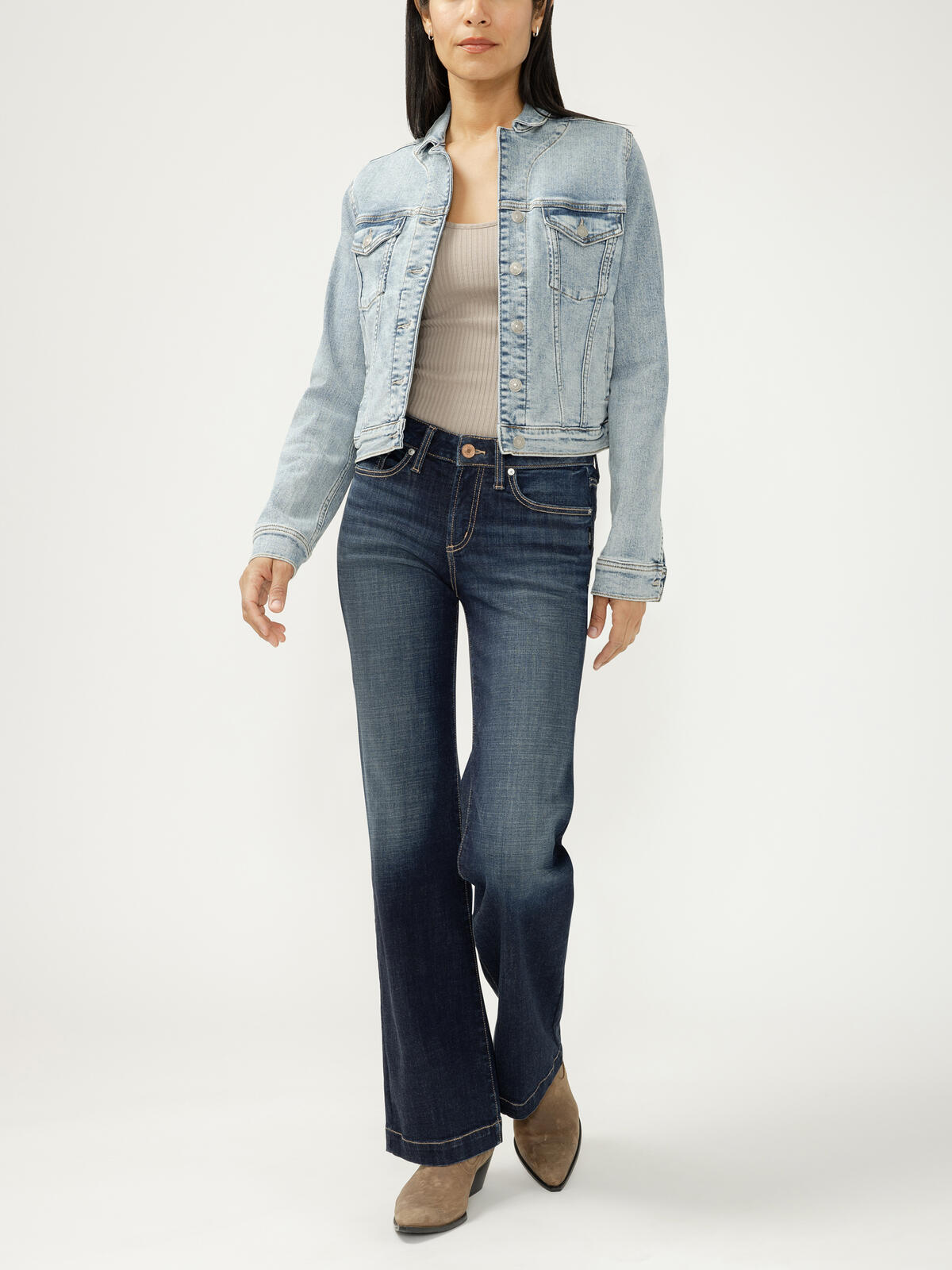 Suki Mid Rise Trouser Leg Jeans image number 0