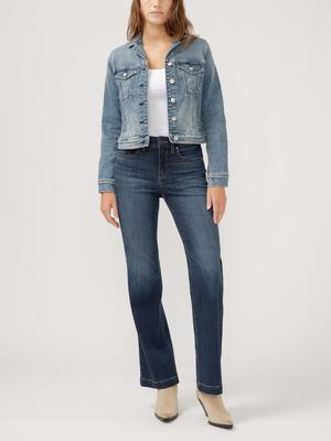 Notched Crop Jean Jacket
