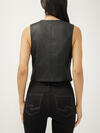 Black Coated Denim Vest image number 1