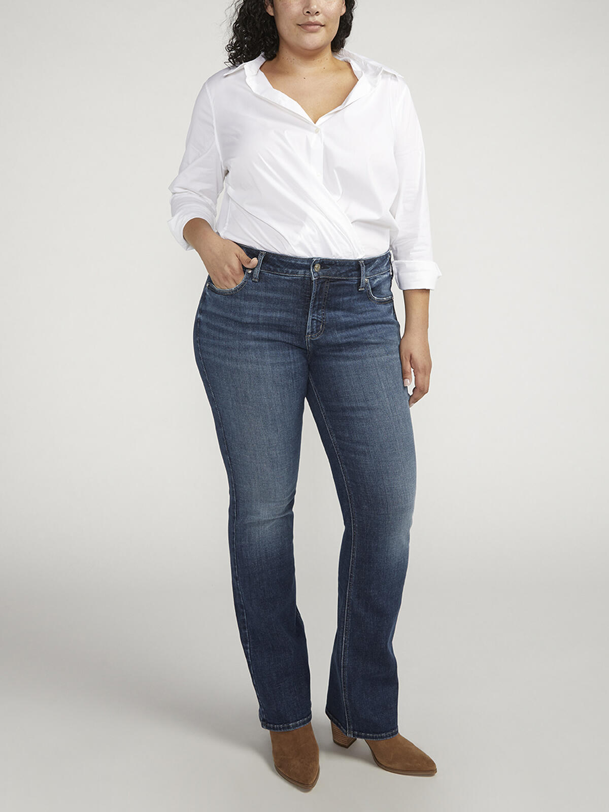 Elyse Mid Rise Slim Bootcut Jeans Plus Size image number 0