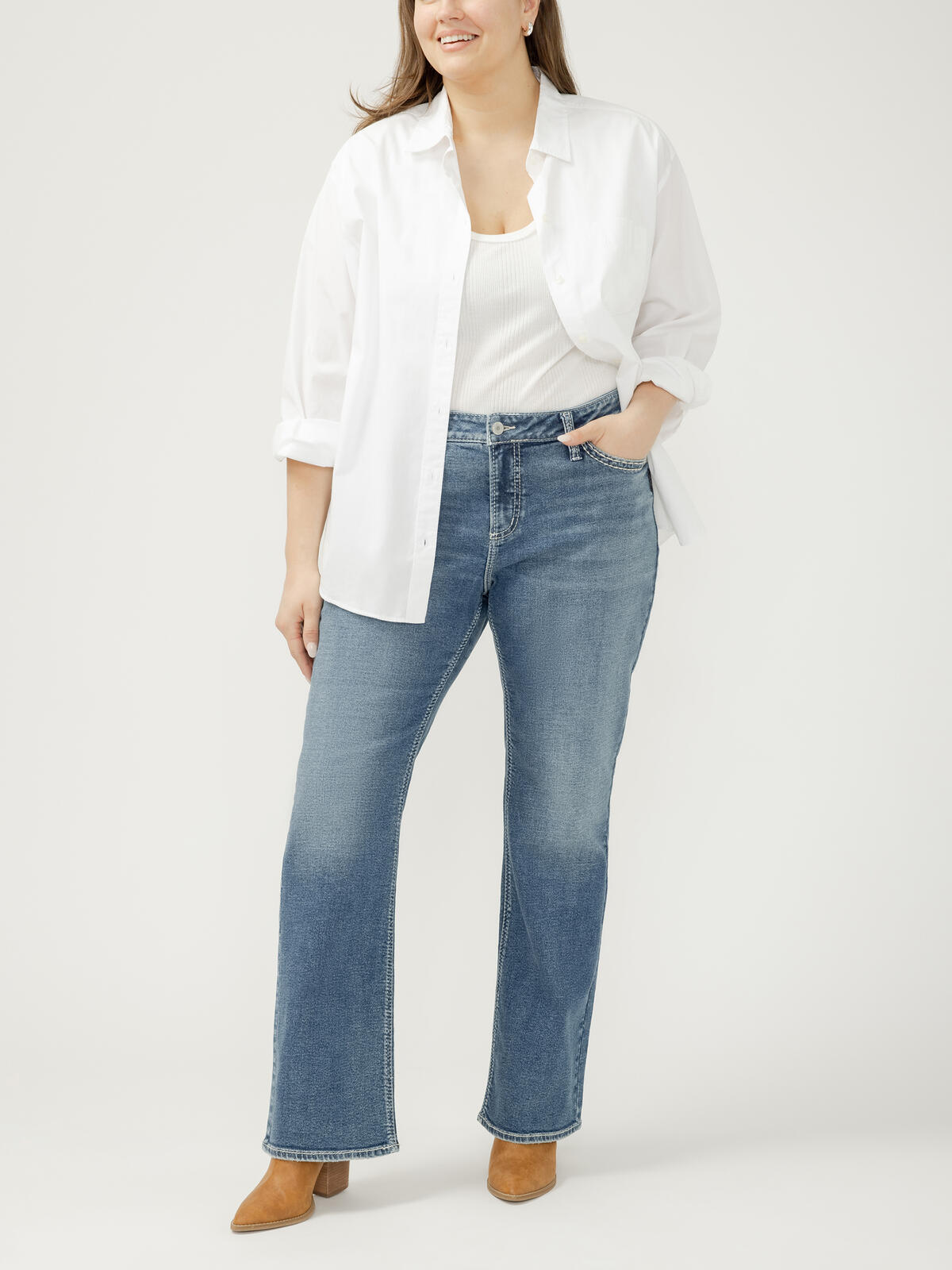 Elyse Mid Rise Bootcut Jeans Plus Size image number 0
