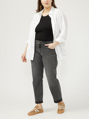 Boyfriend Mid Rise Slim Leg Jeans Plus Size