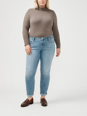 Boyfriend Mid Rise Slim Leg Luxe Stretch Jeans Plus Size