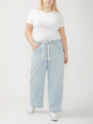 Be Easy Straight Leg Drawstring Jeans Plus Size