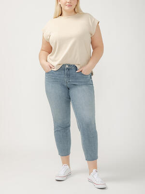 Suki Mid Rise Straight Crop Luxe Stretch Jeans Plus Size