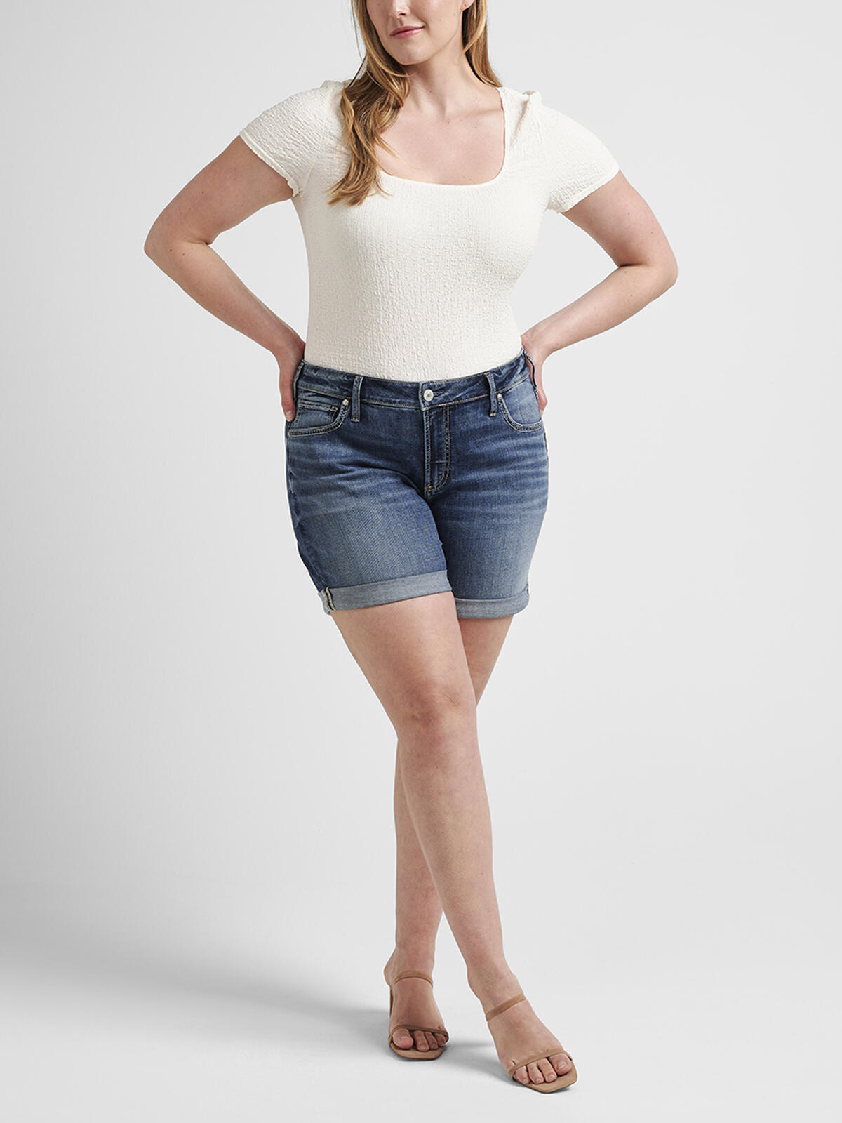 Boyfriend Mid Rise Shorts Plus Size image number 0