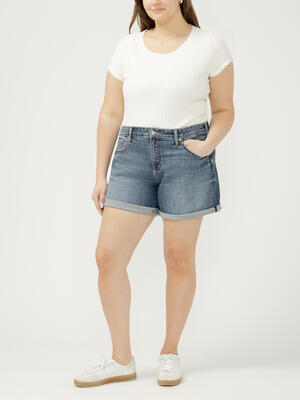 Boyfriend Mid Rise Luxe Stretch Shorts Plus Size